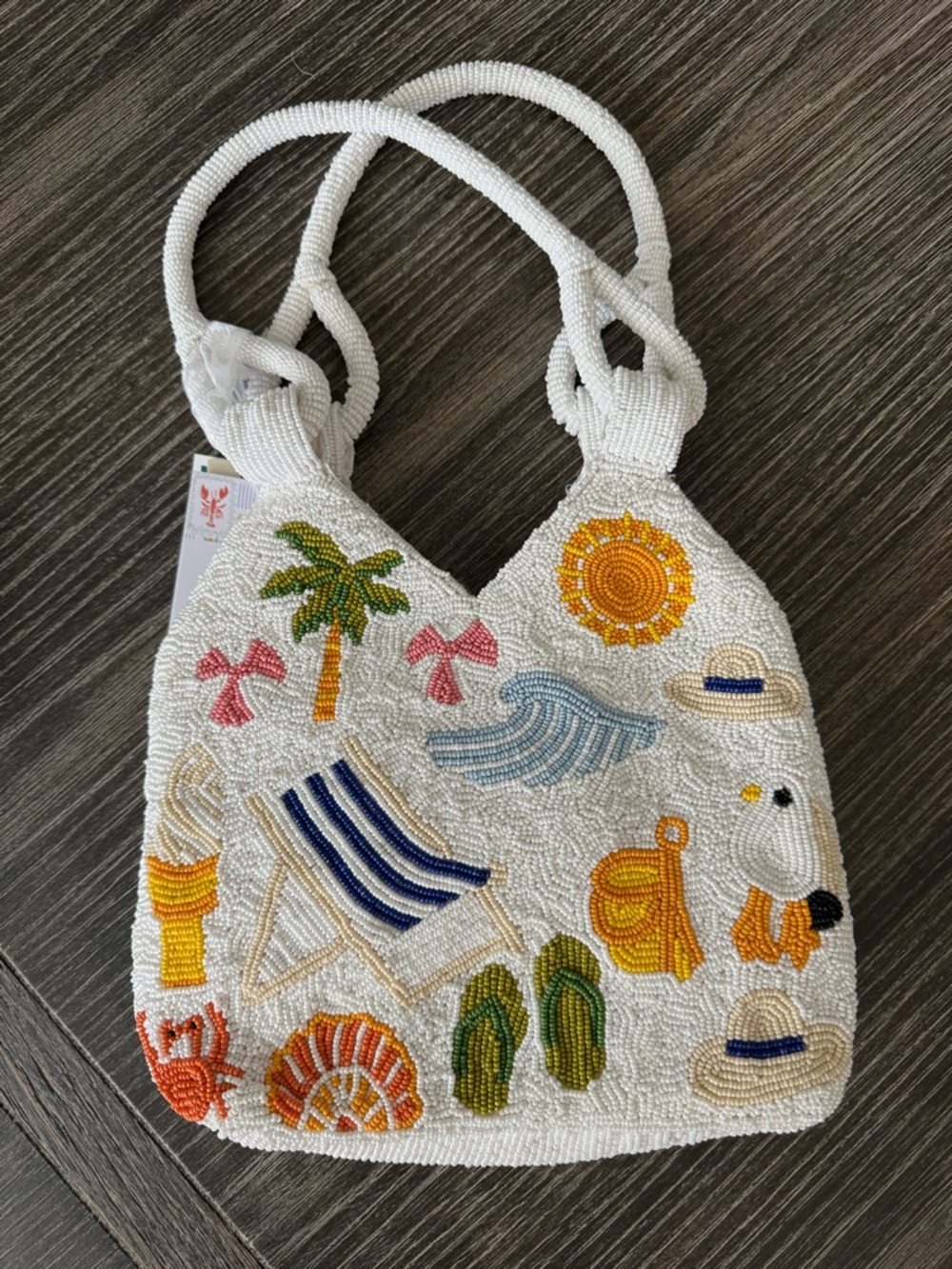 NWT Beaded Beach Sun Palm Tree Purse Bag